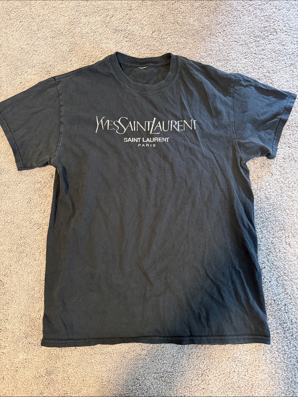 Saint Laurent Black Logo Short Sleeve T-Shirt
